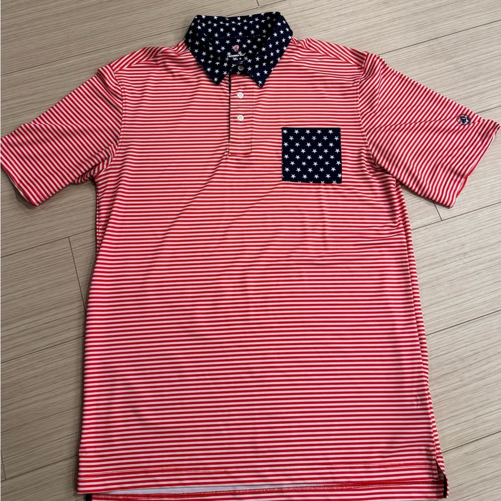 American Flag Striped Polo